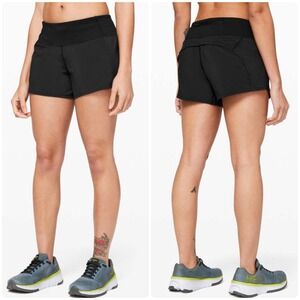 Lululemon Womens Black Run Times Short 4" Athletic Sporty Running Shorts Size 12